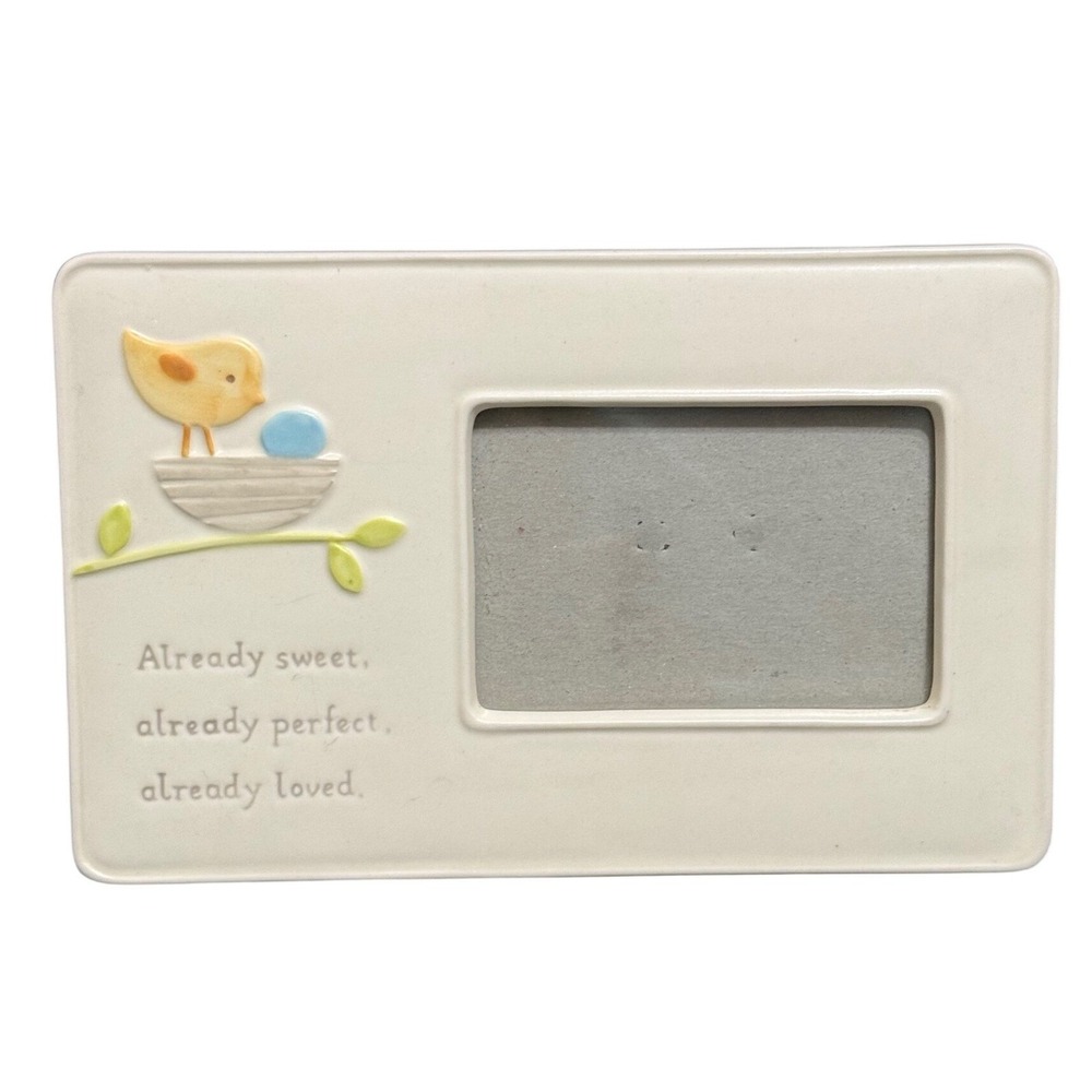 VTG Hallmark Baby Picture Frame Bird Nest Already Sweet Already Perfect Loved